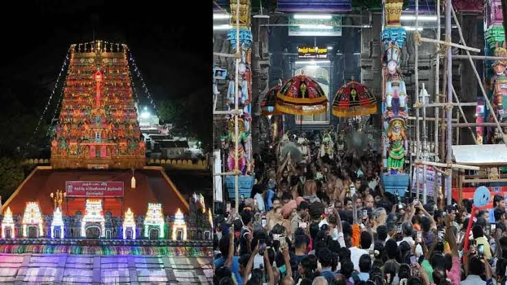 முதல் வீடு...! 125 அடி ராஜ கோபுரத்தில் புனித நீர்...! அமைச்சர்கள் பங்கேற்பு....!