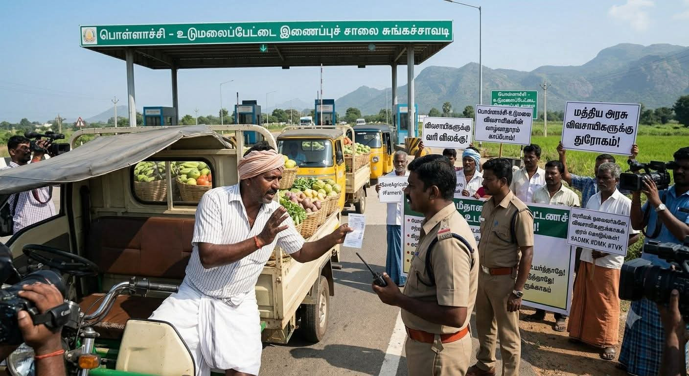 திண்டுக்கல் - கோவை புதிய சுங்கச்சாவடி திறப்பு !  பொதுமக்கள் கடும் எதிர்ப்பு  - திறப்பு நிறுத்திவைப்பு!